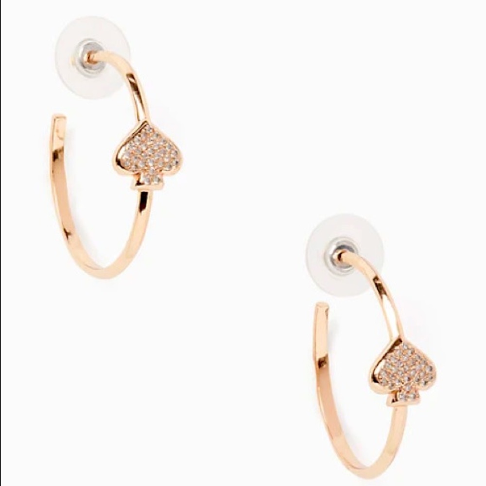 NWT Everyday Spade Pave Hoops by Kate Spade Earrings Rose Gold